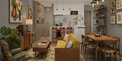 3BR apartment dining area with wooden table and chairs in Gasabo Kigali Rwanda
