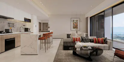 3BR apartment dining area with wooden table and chairs in Gasabo Kigali Rwanda