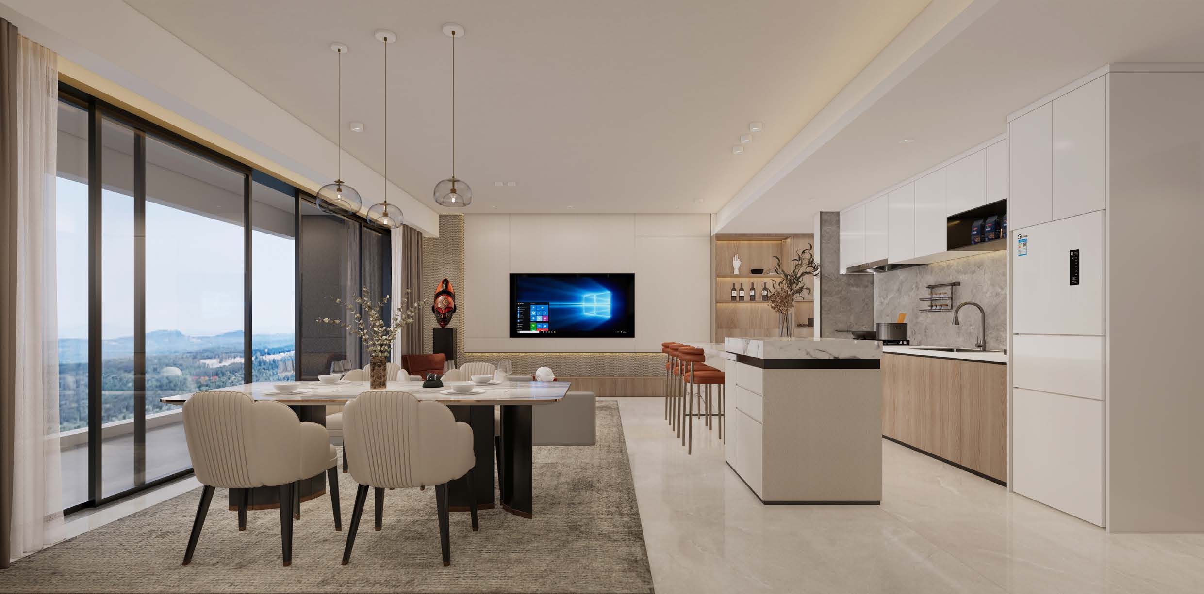3BR apartment dining area with wooden table and chairs in Gasabo Kigali Rwanda